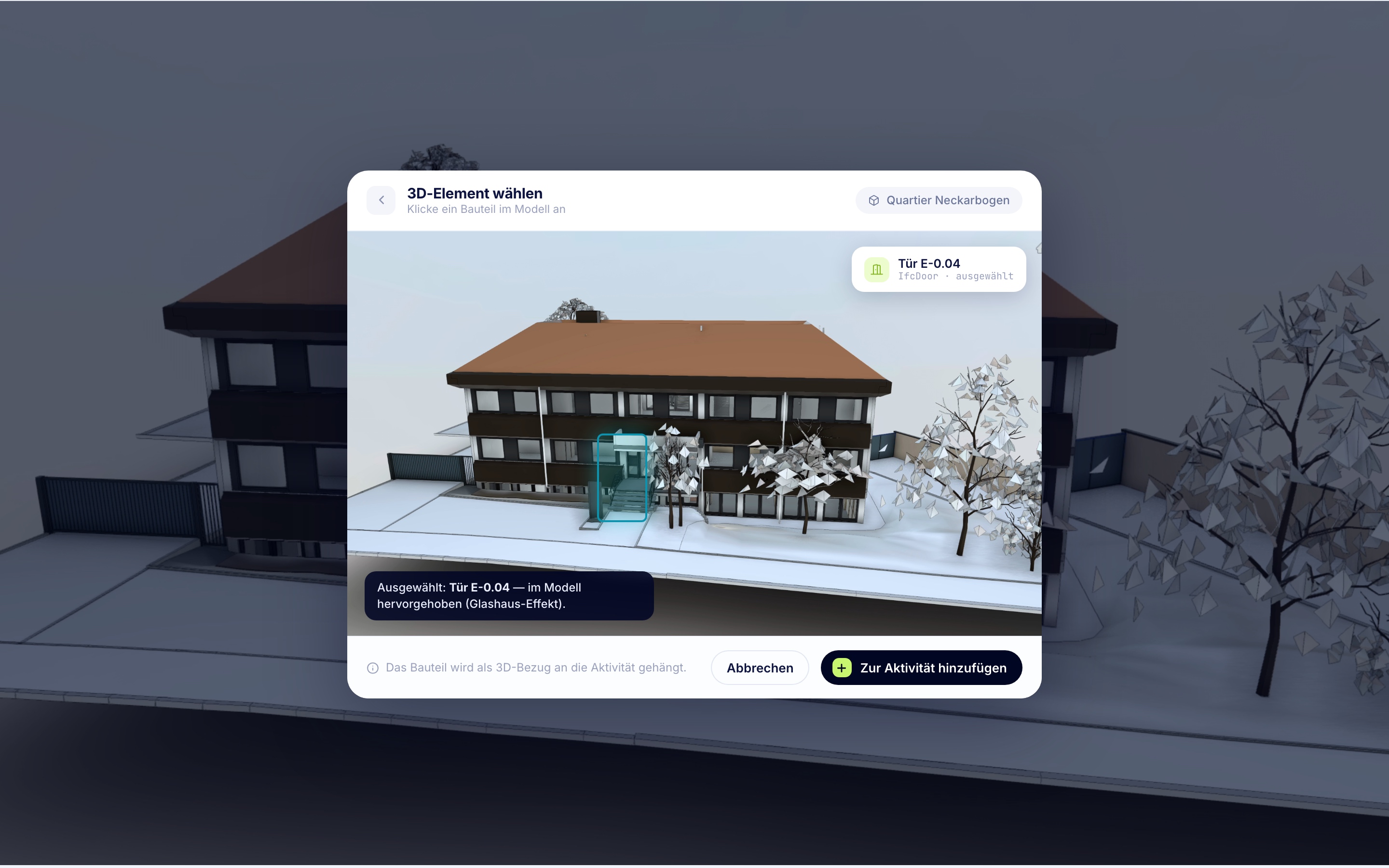 Aktivität am 3D-Bauteil