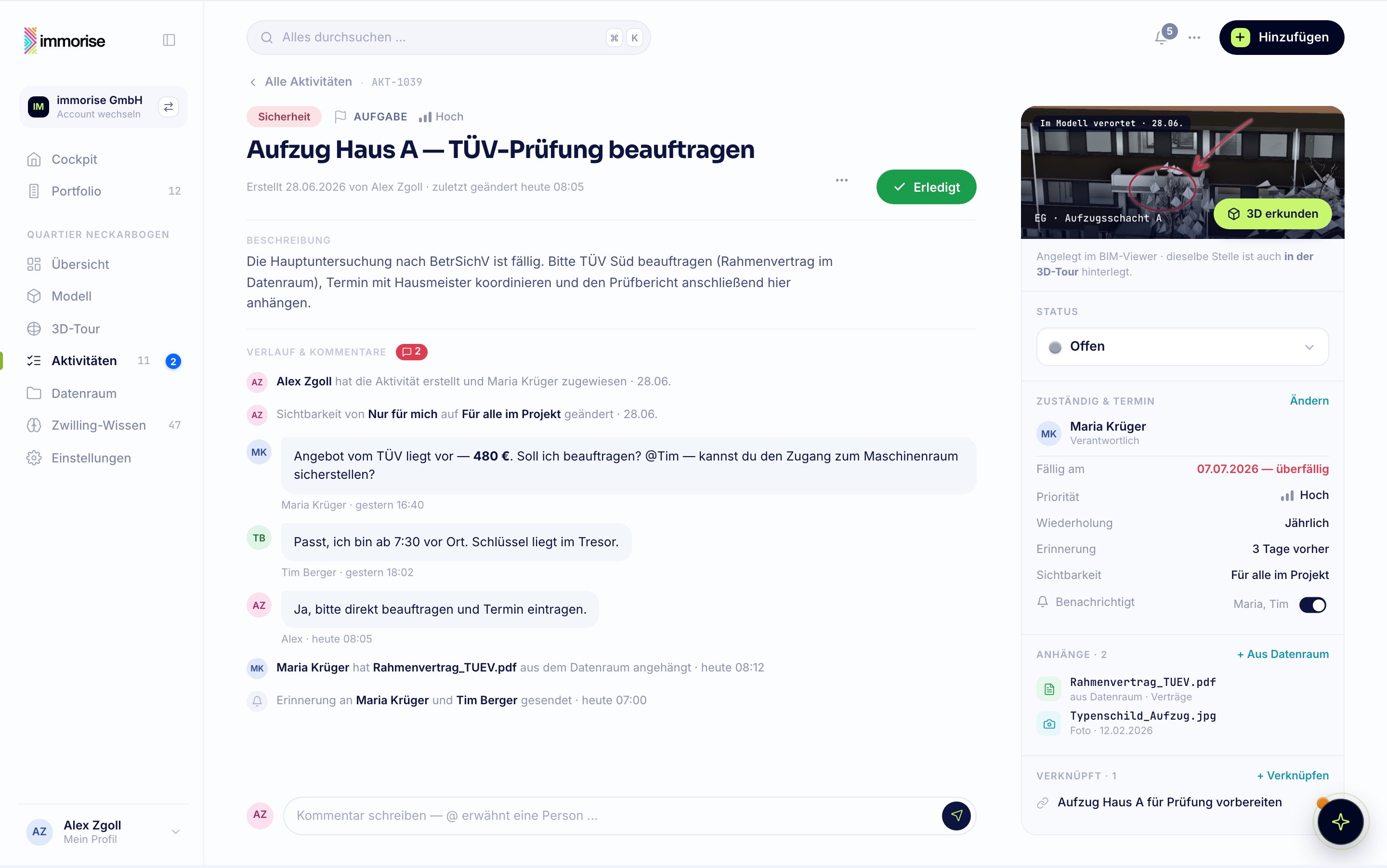 Aktivität · Detailseite