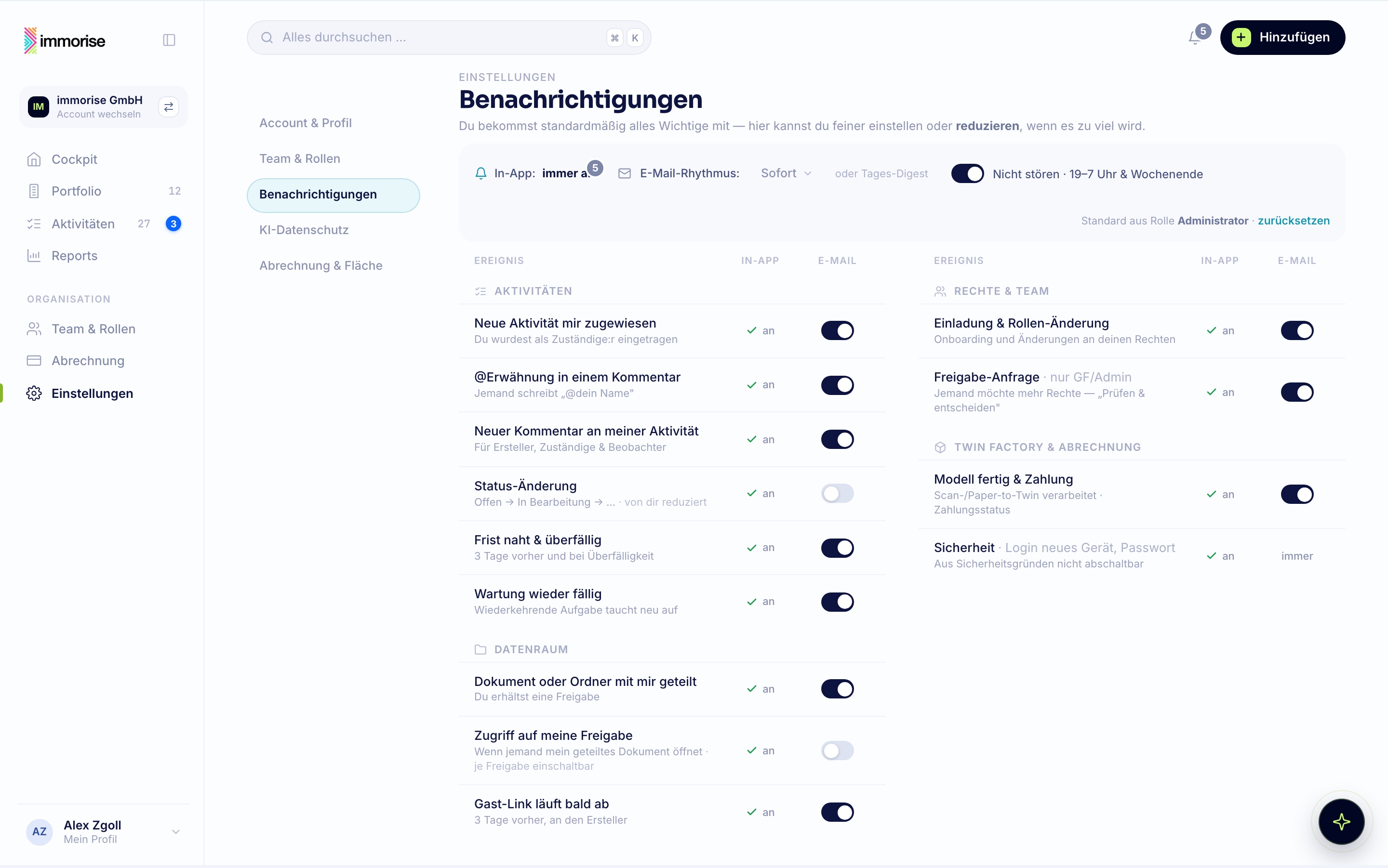 Benachrichtigungen · Einstellungen