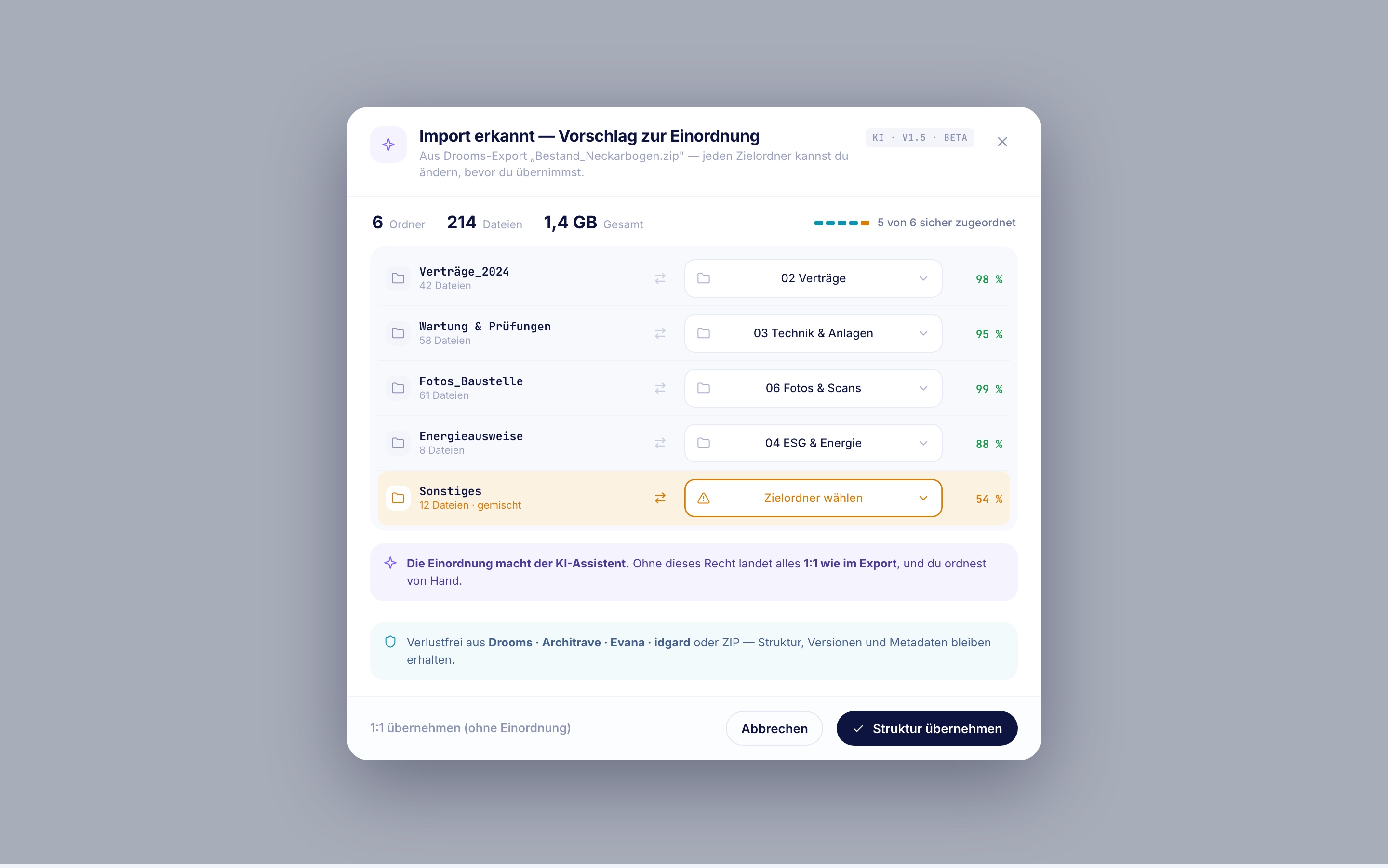 Import · Bestand aus Fremdsystem