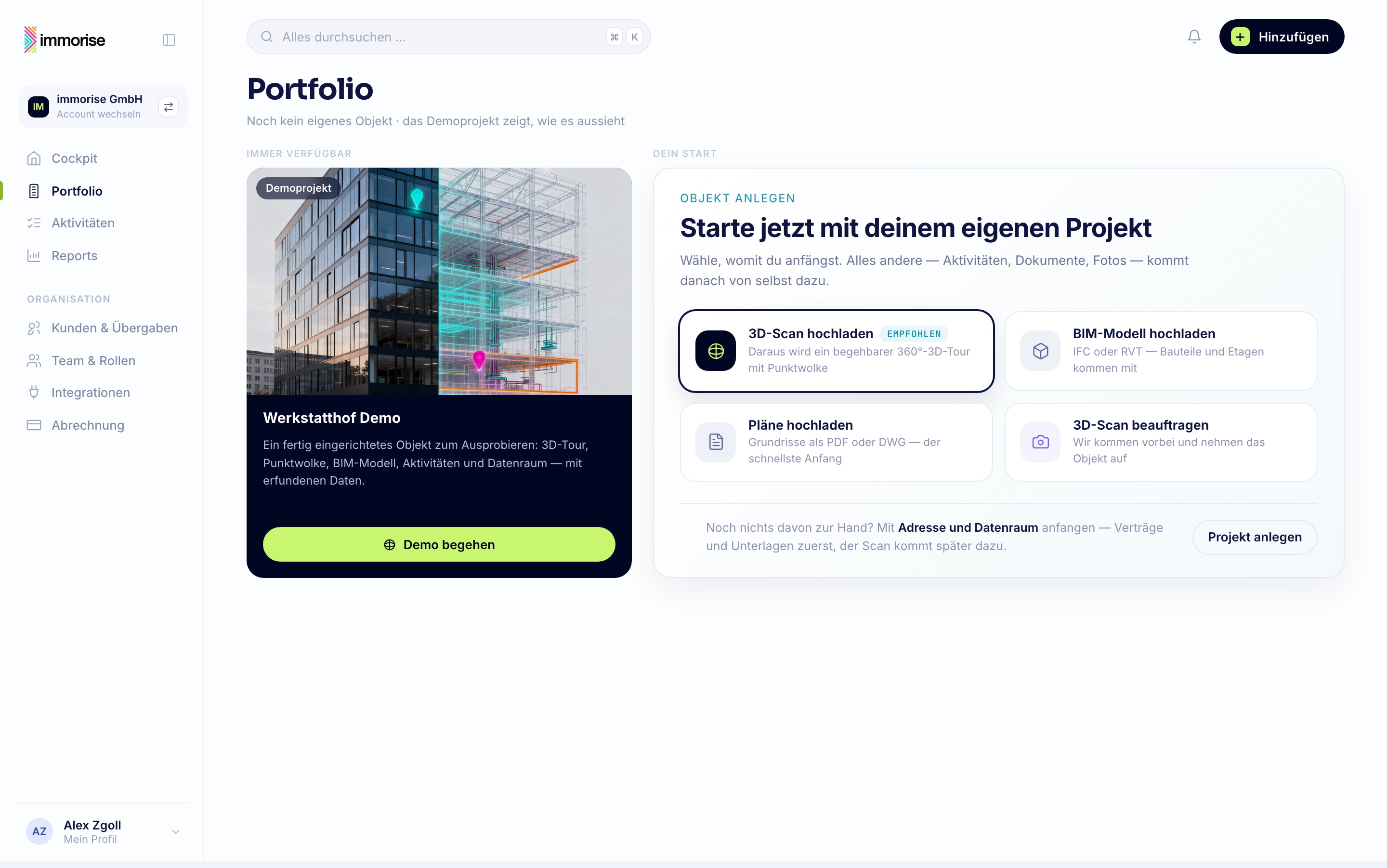 Portfolio · noch kein eigenes Projekt