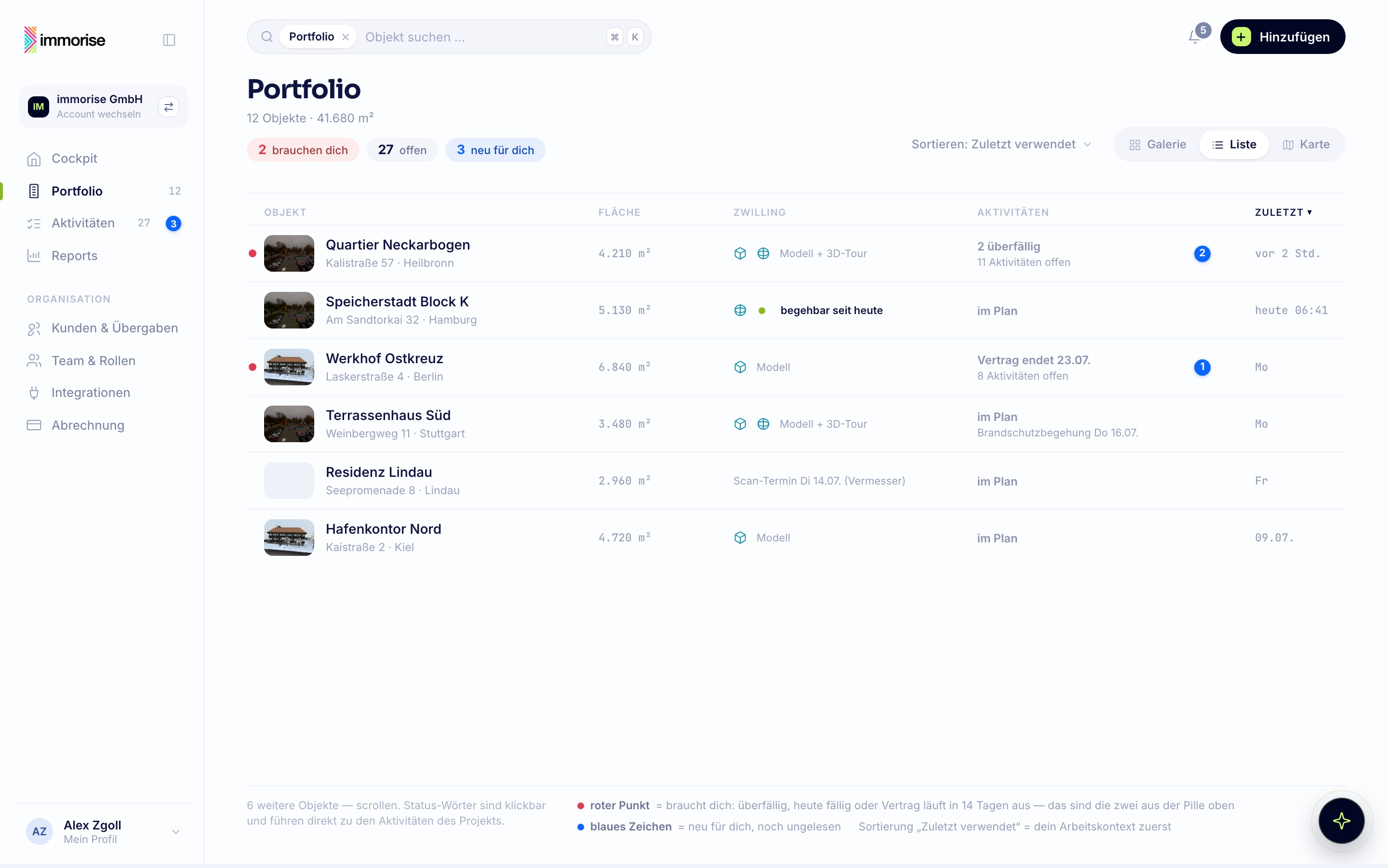 Portfolio · Liste