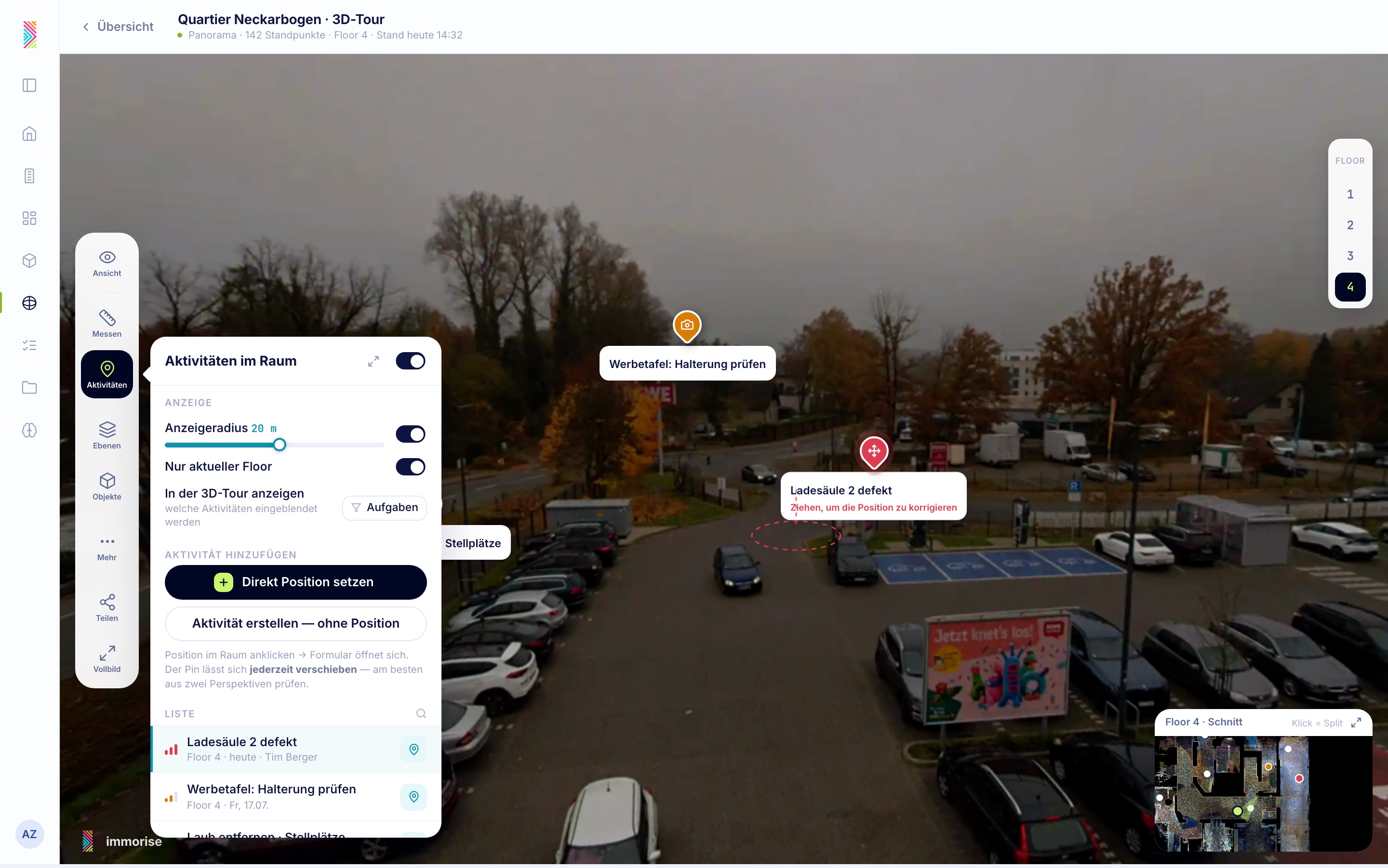 3D-Tour · Aktivitäten im Raum